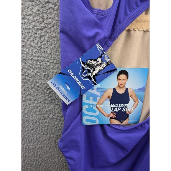 NWT Dolfin Ocean Aquashape Moderate One Piece Lap Swim Suit Purple sz 32/6 - Picture 10 of 11